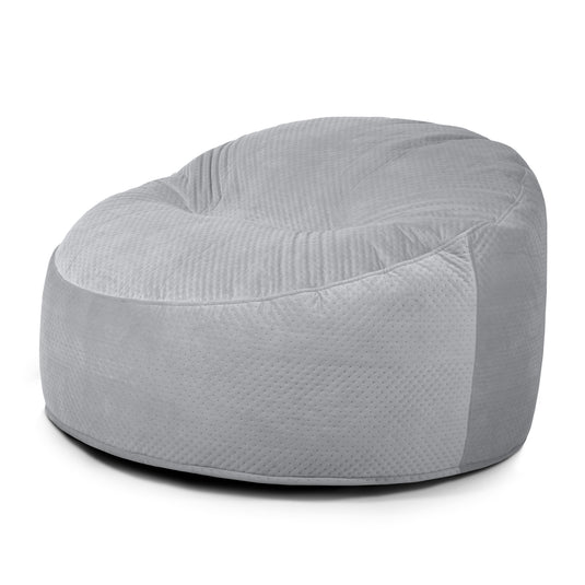 Gros Pouf en Velours Capitonné Gris Perle Beaumont Concept