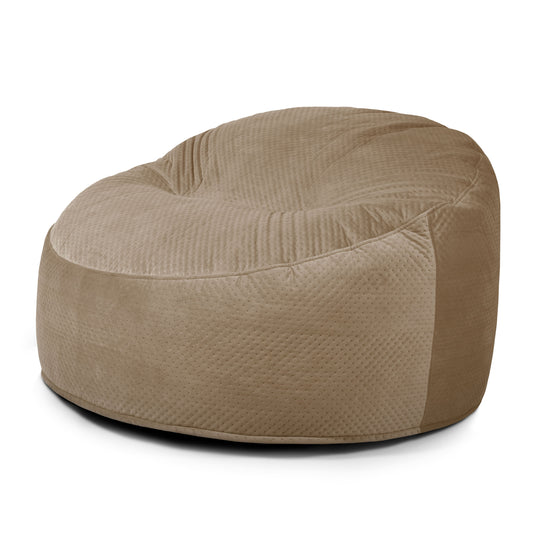 Gros Pouf en Velours Capitonné Marron Café Beaumont Concept