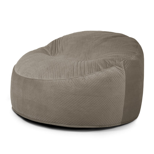Gros Pouf en Velours Capitonné Marron Taupe Beaumont Concept