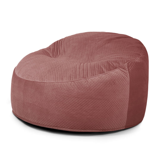 Gros Pouf en Velours Capitonné Rouge Amarante Beaumont Concept