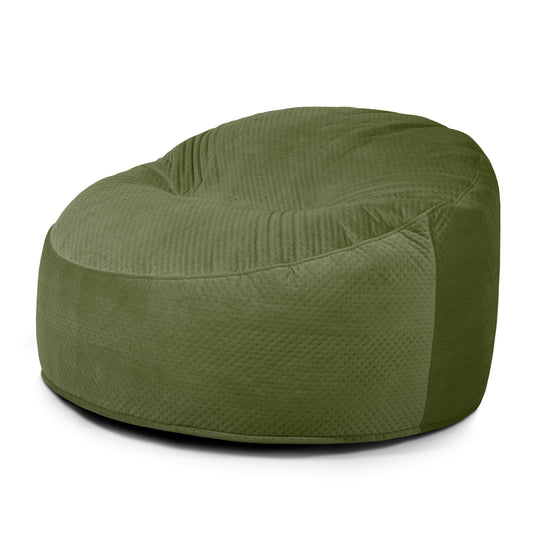Gros Pouf en Velours Capitonné Vert Olive Beaumont Concept