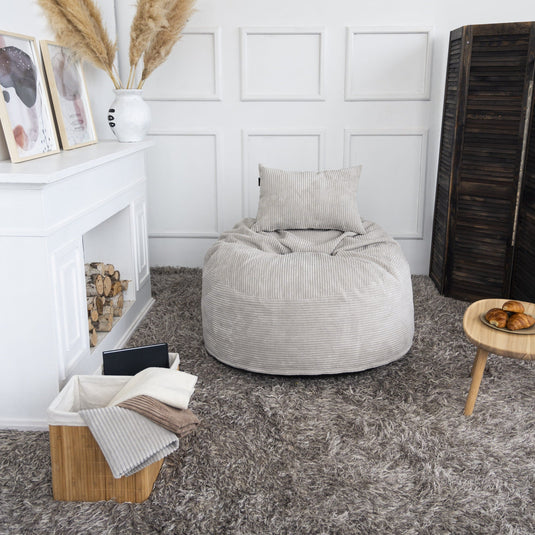 Gros Pouf en Velours Cotelé Pouf Français