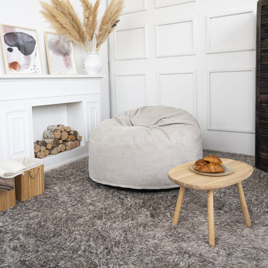 Gros Pouf en Velours Cotelé Pouf Français