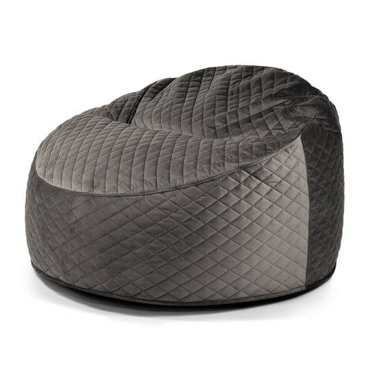 Gros Pouf en Velours Royal Beige Crème Beaumont Concept