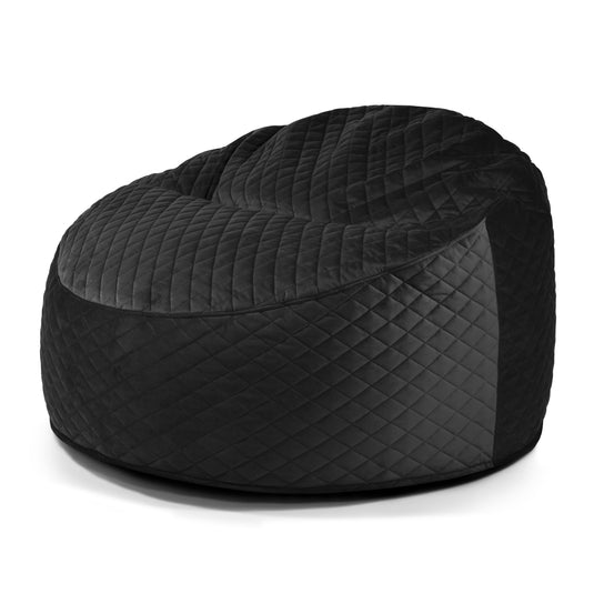 Gros Pouf en Velours Royal Noir Profond Beaumont Concept