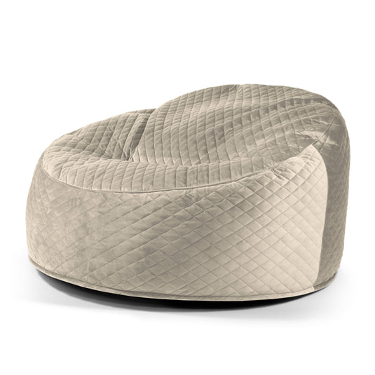 Housse de Pouf XXL en Velours Matelassé Beige Crème