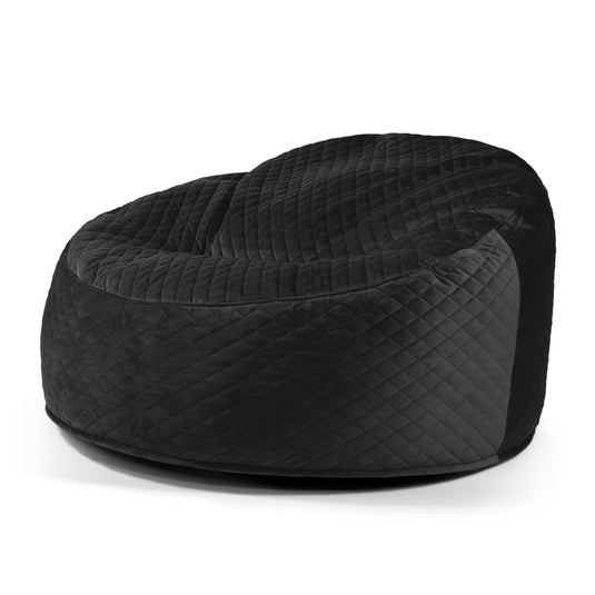 Housse de Pouf XXL en Velours Matelassé Noir Profond
