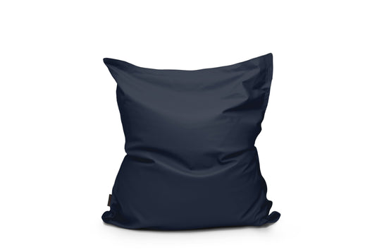 Petit Coussin Pouf Cuir Bleu Marine