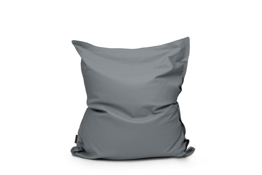 Petit Coussin Pouf Cuir Gris Acier