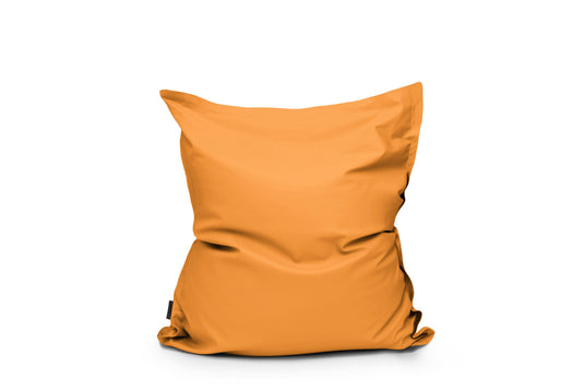 Petit Coussin Pouf Cuir Jaune Moutarde