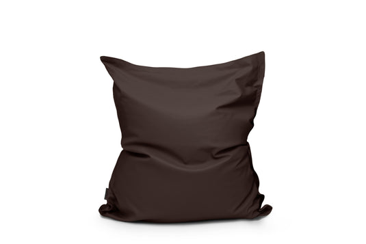 Petit Coussin Pouf Cuir Marron Chocolat
