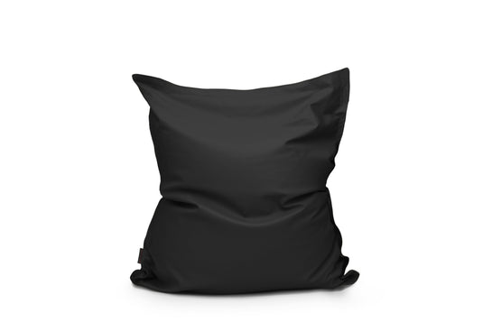 Petit Coussin Pouf Cuir Noir Profond