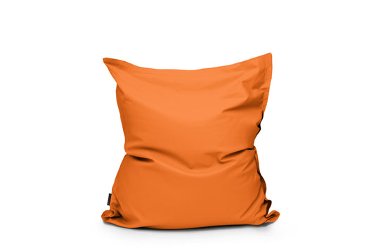 Petit Coussin Pouf Cuir Orange Mandarine