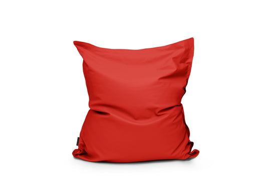 Petit Coussin Pouf Cuir Rouge Garance