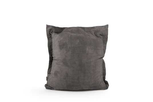 Petit Coussin Pouf Velours Cotelé Gris Anthracite