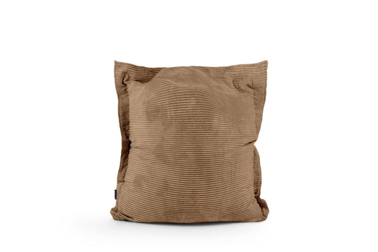 Petit Coussin Pouf Velours Cotelé Marron Noisette