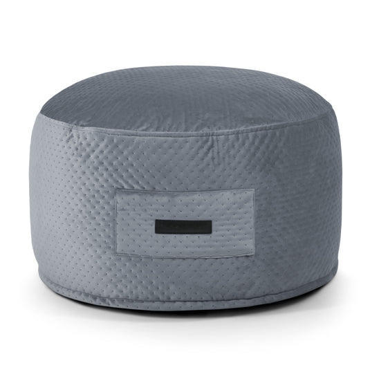 Petit Pouf Capitonné Bleu Gris