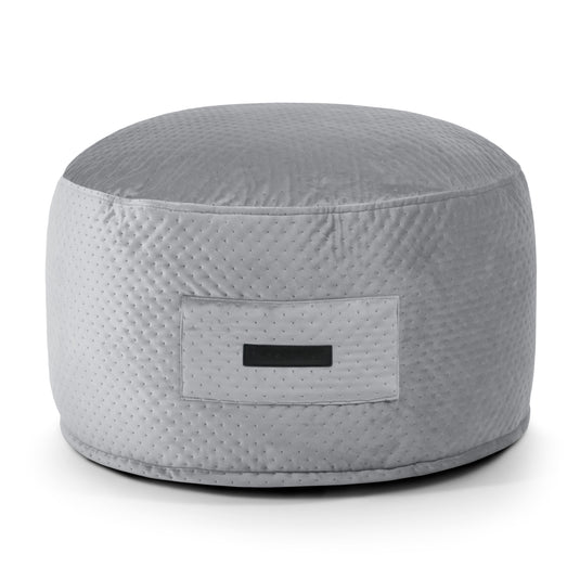 Petit Pouf Capitonné Gris Perle