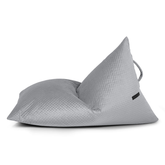 Petit Pouf Poire en velours capitonné Gris Perle Beaumont Concept