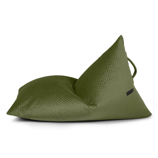 Petit Pouf Poire en velours capitonné Vert Forêt Beaumont Concept