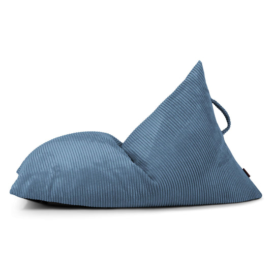 Petit Pouf Poire en velours côtelé Bleu Canard Beaumont Concept