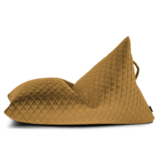 Petit Pouf Poire en velours royal Jaune Ocre Beaumont Concept