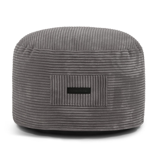 Petit Pouf Velours Cotelé Gris Anthracite