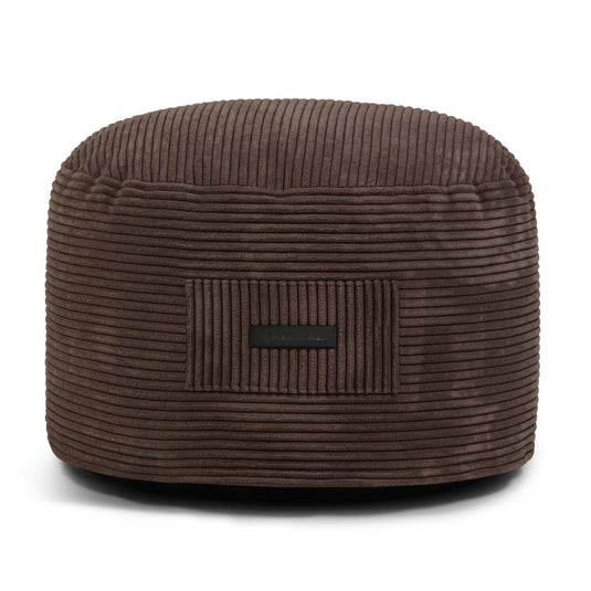 Petit Pouf Velours Cotelé Marron Chocolat