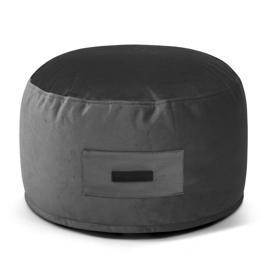 Petit Pouf Velours Gris Anthracite