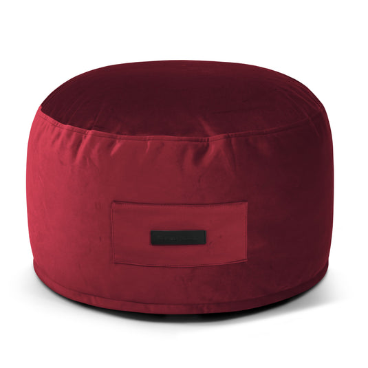 Petit Pouf Velours Rouge Rubis