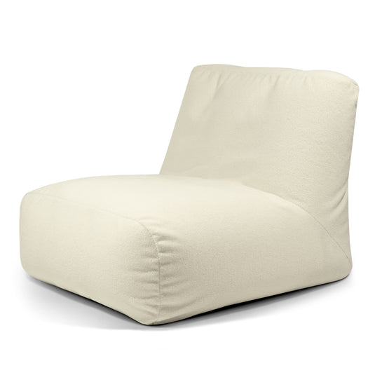 Pouf 2 places en Bouclette Blanc Cassé