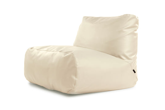 Pouf 2 places en Cuir Beige Crème