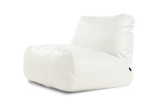 Pouf 2 places en Cuir Blanc Neige