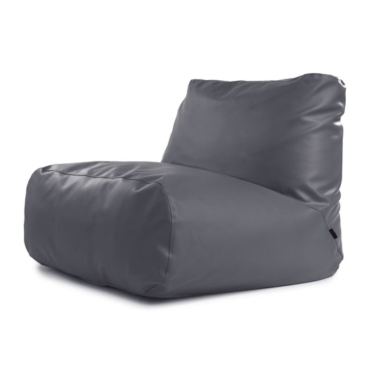 Pouf 2 places en Cuir Gris Acier
