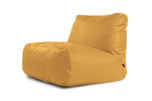 Pouf 2 places en Cuir Jaune Moutarde