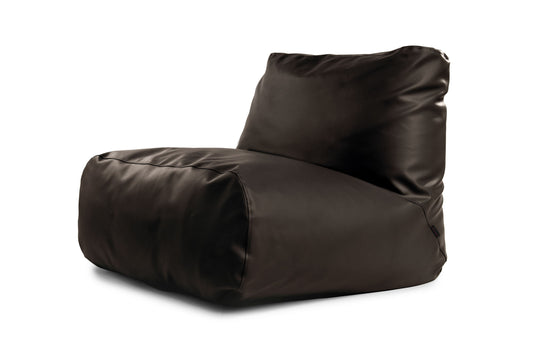 Pouf 2 places en Cuir Marron Chocolat