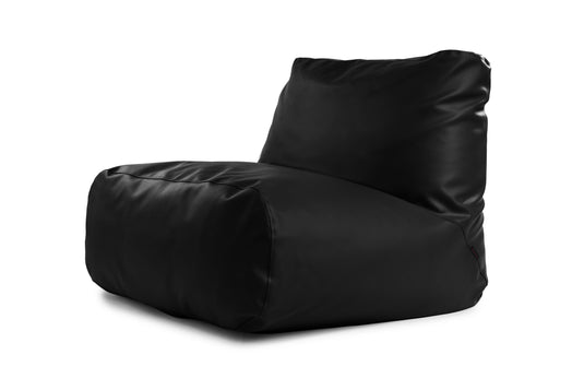 Pouf 2 places en Cuir Noir Profond