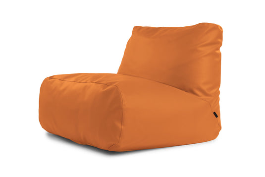 Pouf 2 places en Cuir Orange Mandarine