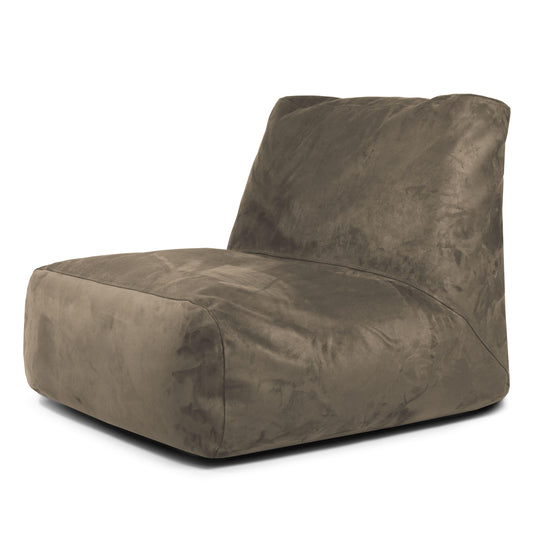 Pouf 2 places en Suede Marron Chocolat