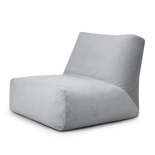 Pouf 2 places en Velours Capitonné Gris Perle