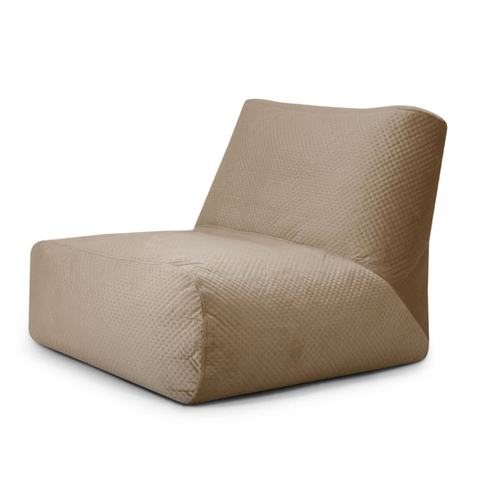 Pouf 2 places en Velours Capitonné Marron Café