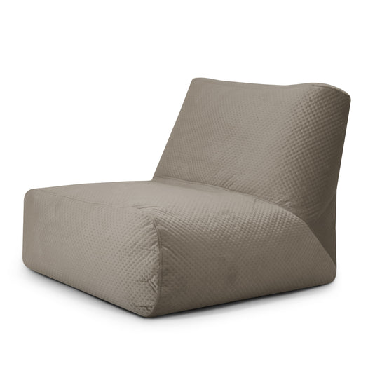 Pouf 2 places en Velours Capitonné Marron Taupe