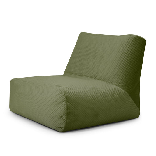 Pouf 2 places en Velours Capitonné Vert Forêt