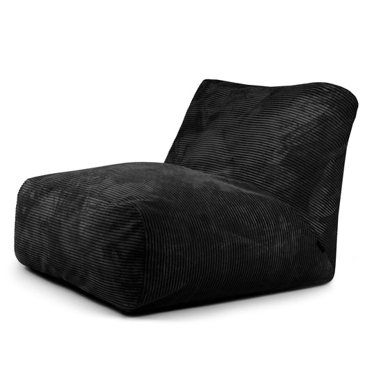Pouf 2 places en Velours Côtelé Noir Profond