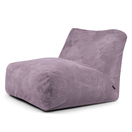 Pouf 2 places en Velours Côtelé Violet Lavande