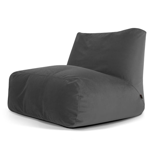 Pouf 2 places en Velours Gris Anthracite