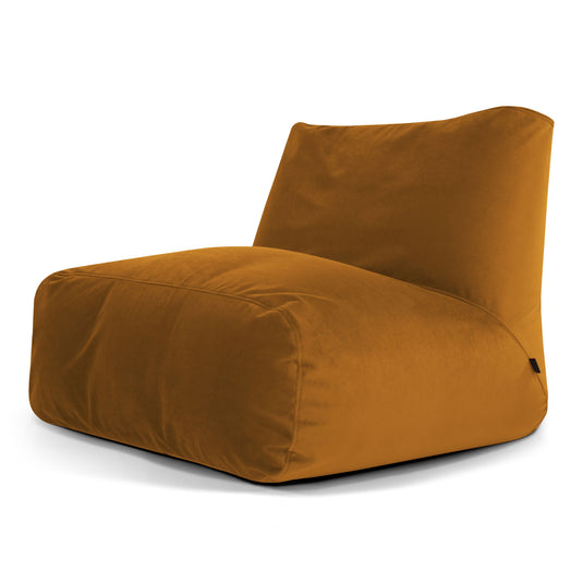 Pouf 2 places en Velours Jaune Moutarde