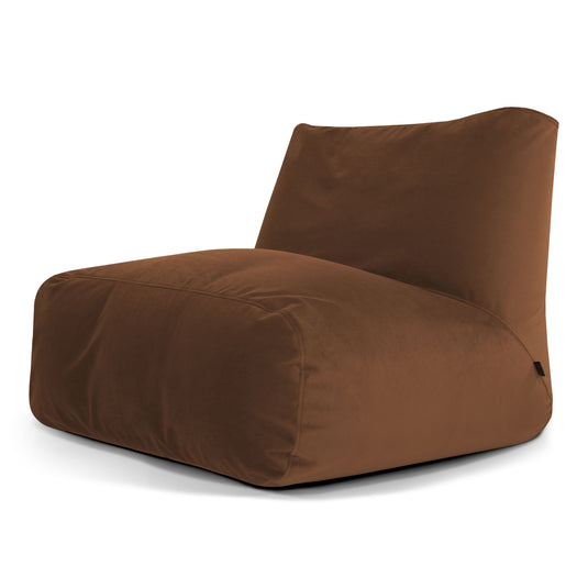 Pouf 2 places en Velours Marron Café