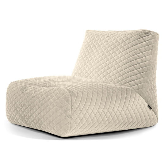 Pouf 2 places en Velours Matelassé Beige Crème