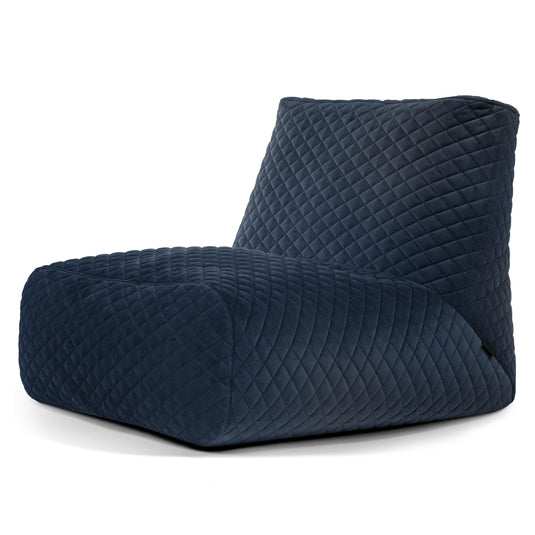 Pouf 2 places en Velours Matelassé Bleu Marine